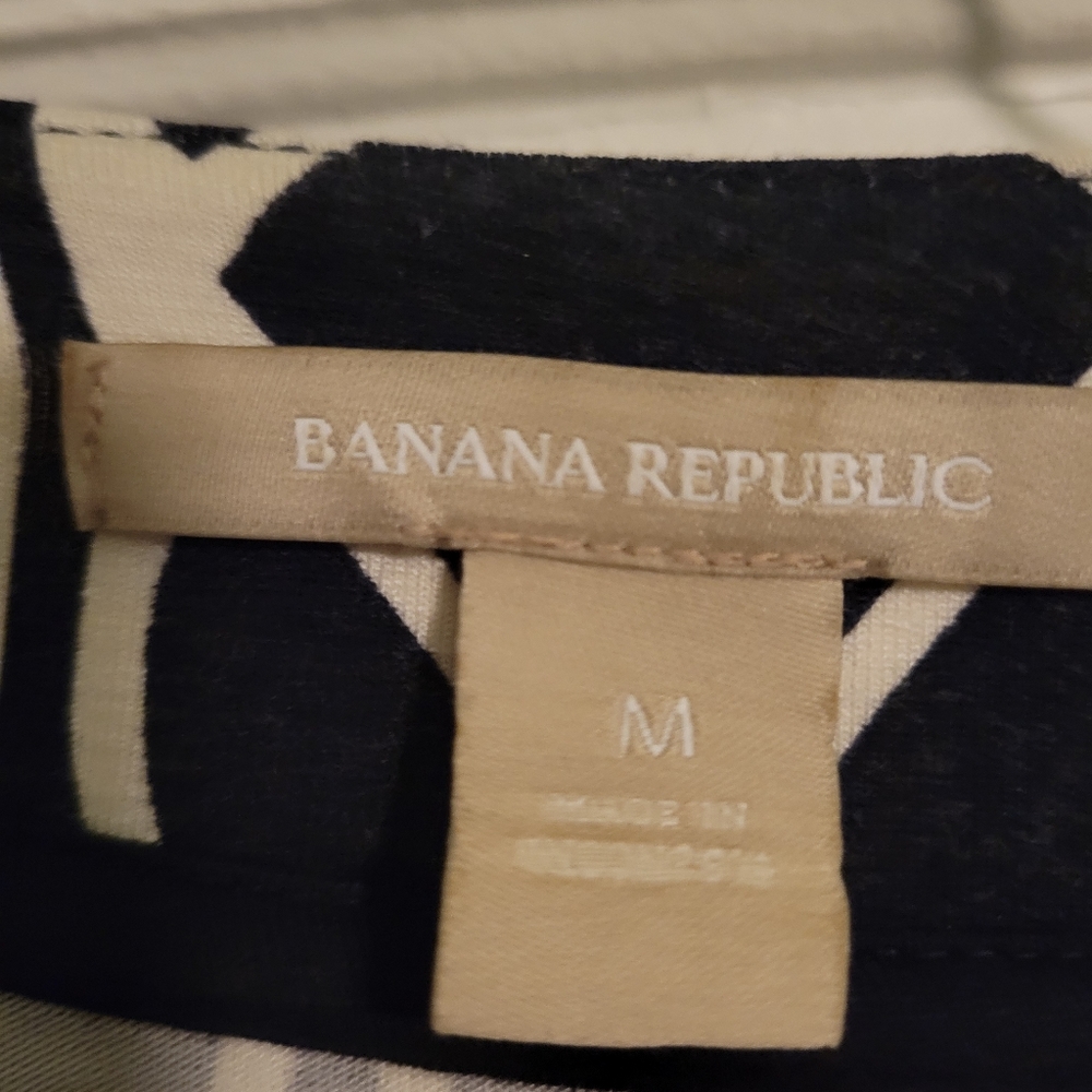 Navy Blue, Patterned, Wrap Dress, Banana Republic - Picture 4 of 5